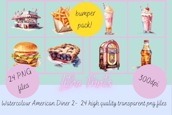 Download Watercolour American Diner 2 - Diner Collection