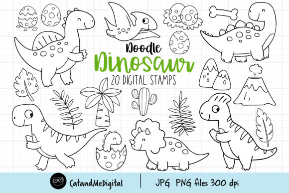 Download Doodle Dinosaur Digital Stamp - Digital Collection