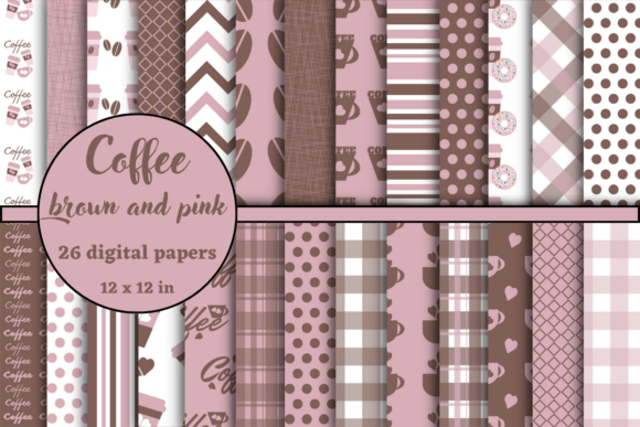 Download Coffee Brown and Pink Digital Papers - Coffee Collection
