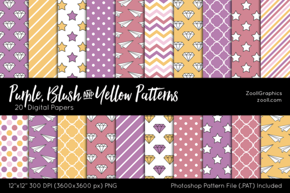 Download Purple, Blush and Yellow Digital Papers - Digital Collection