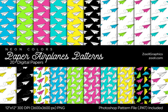 Download Paper Airplanes Digital Papers Neon - Digital Collection