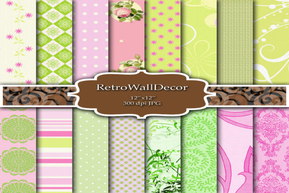 Download Mint and Pink Digital Papers - Digital Collection