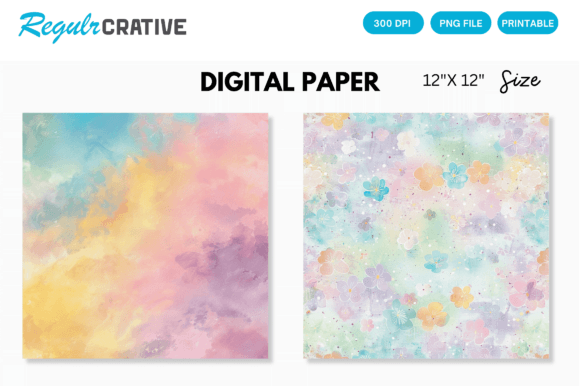 Download Rainbow Color Pastel Digital Paper Pack - Digital Collection