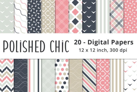 Download Pink, Navy, Silver &amp; Beige Digital Paper - Digital Collection