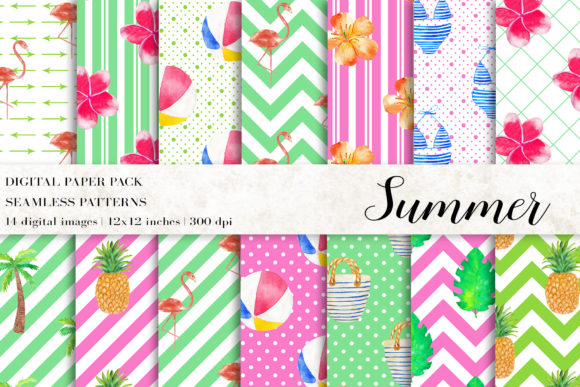 Download Watercolor Summer Digital Papers - Digital Collection