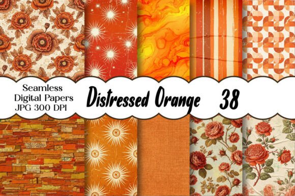 Download Distressed Orange Digital Paper - Digital Collection
