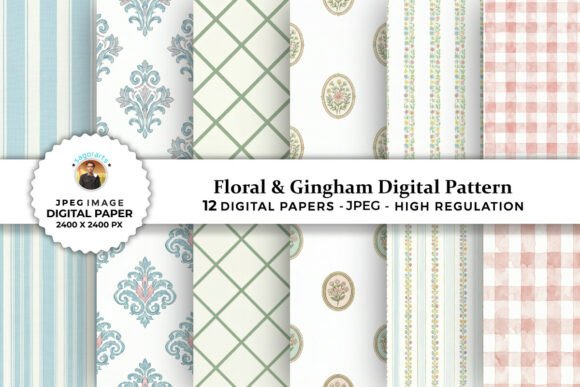 Download Floral &amp; Gingham Digital Patterns - Digital Collection