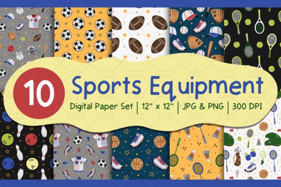 Download Sports Equipment Digital Paper Set - Digital Collection