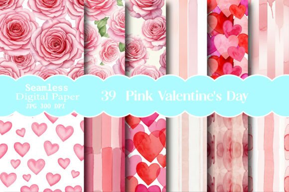 Download Pink Valentine's Day Digital Paper - Digital Collection