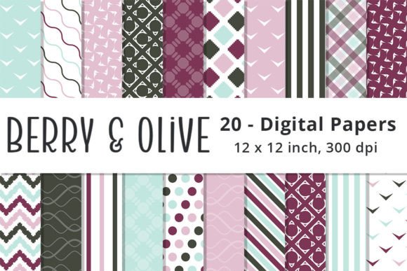 Download Printable Pink &amp; Mint Digital Patterns - Digital Collection