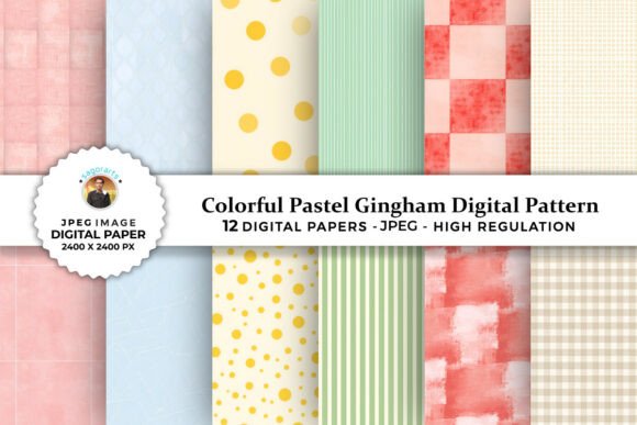Download Colorful Pastel Gingham Digital Patterns - Digital Collection