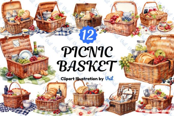 Download Picnic Basket Clipart Watercolor Bundle - Picnic Collection