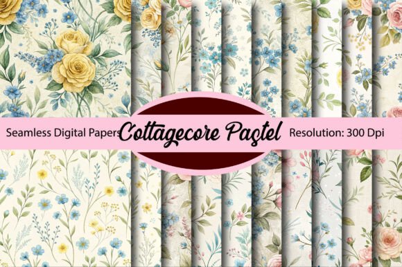 Download Cottagecore Pastel Digital Paper - Digital Collection