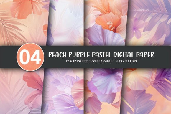 Download Peach Purple Pastel Digital Paper - Digital Collection
