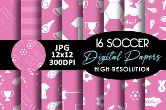 Download Pink Soccer Sport Digital Papers Pattern - Digital Collection