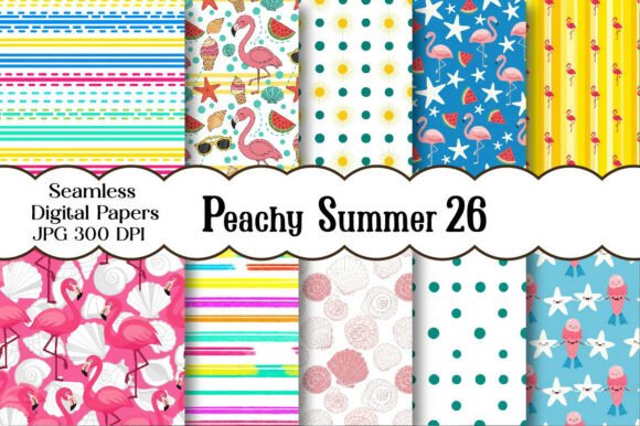 Download Peachy Summer Digital Papers - Digital Collection
