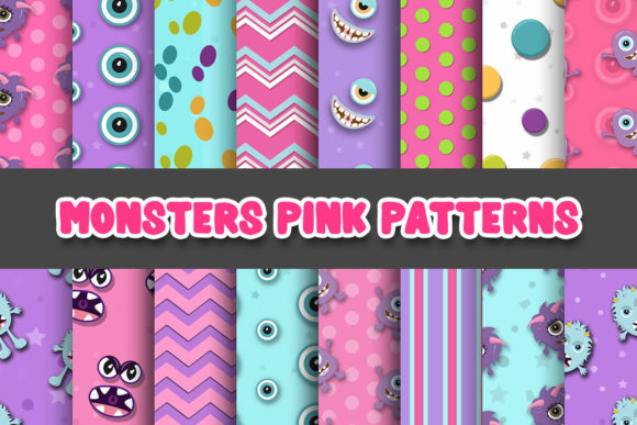 Download Monsters Pink Digital Papers Patterns - Digital Collection