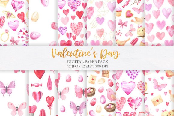 Download Valentine Day Pink Digital Papers Pack - Digital Collection