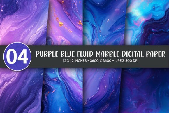 Download Purple Blue Fluid Marble Digital Paper - Digital Collection