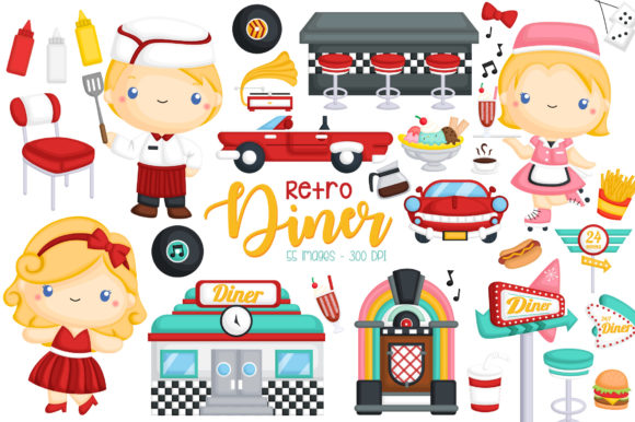 Download Retro Diner Clipart - Fast Food Clip Art - Diner Collection