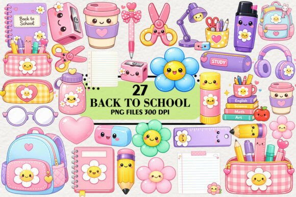 Download Kawaii Back to School Clipart Bundle - Back to school clipart Collection